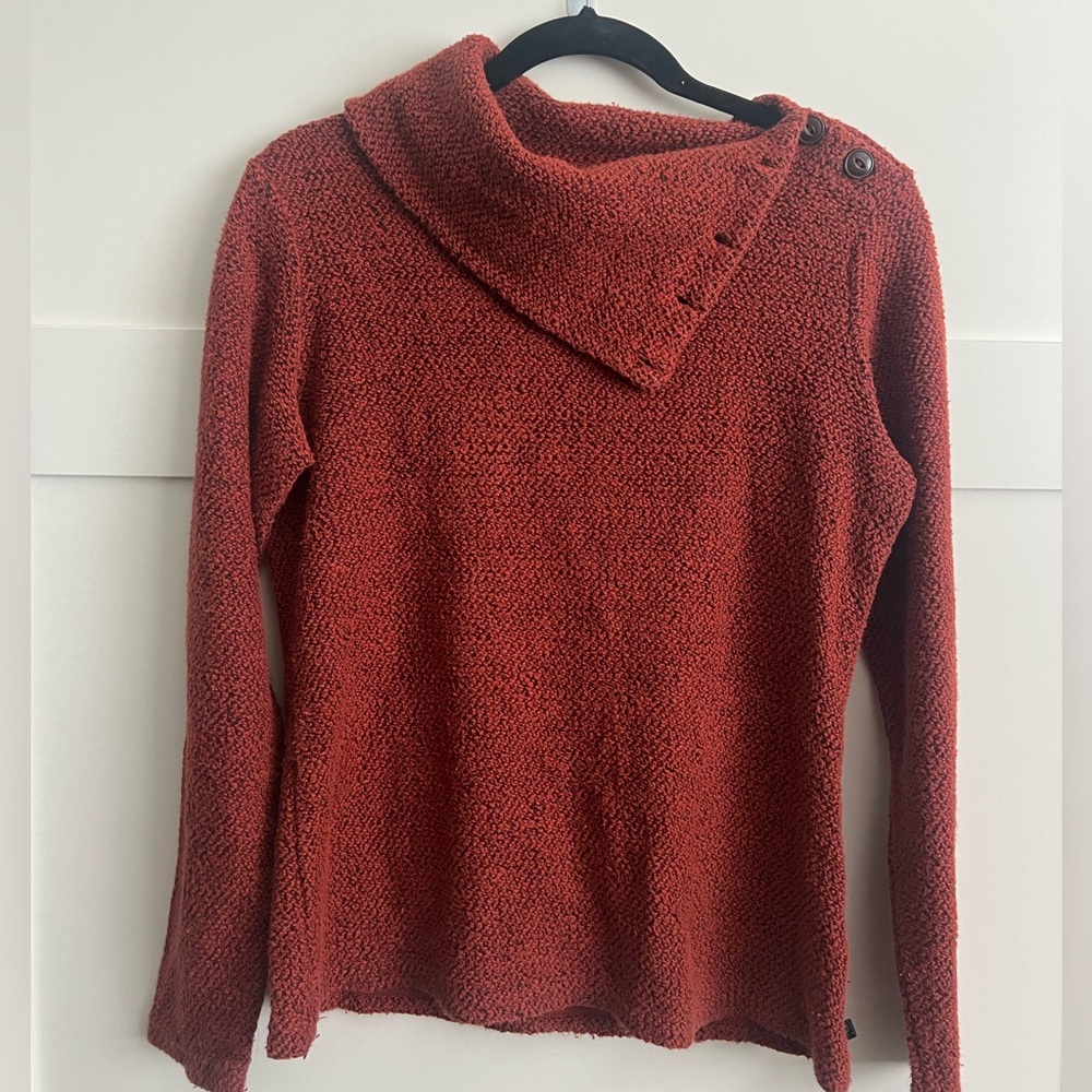 Merrell Red Cowl Neck Sweater with Textured Knit